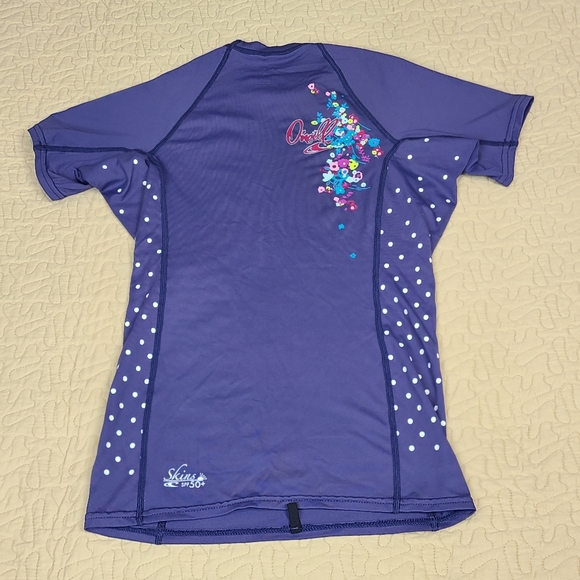 O' Neil Rash Guard short sleeve floral and polka dot SPF protection shirt size M - Picture 4 of 6